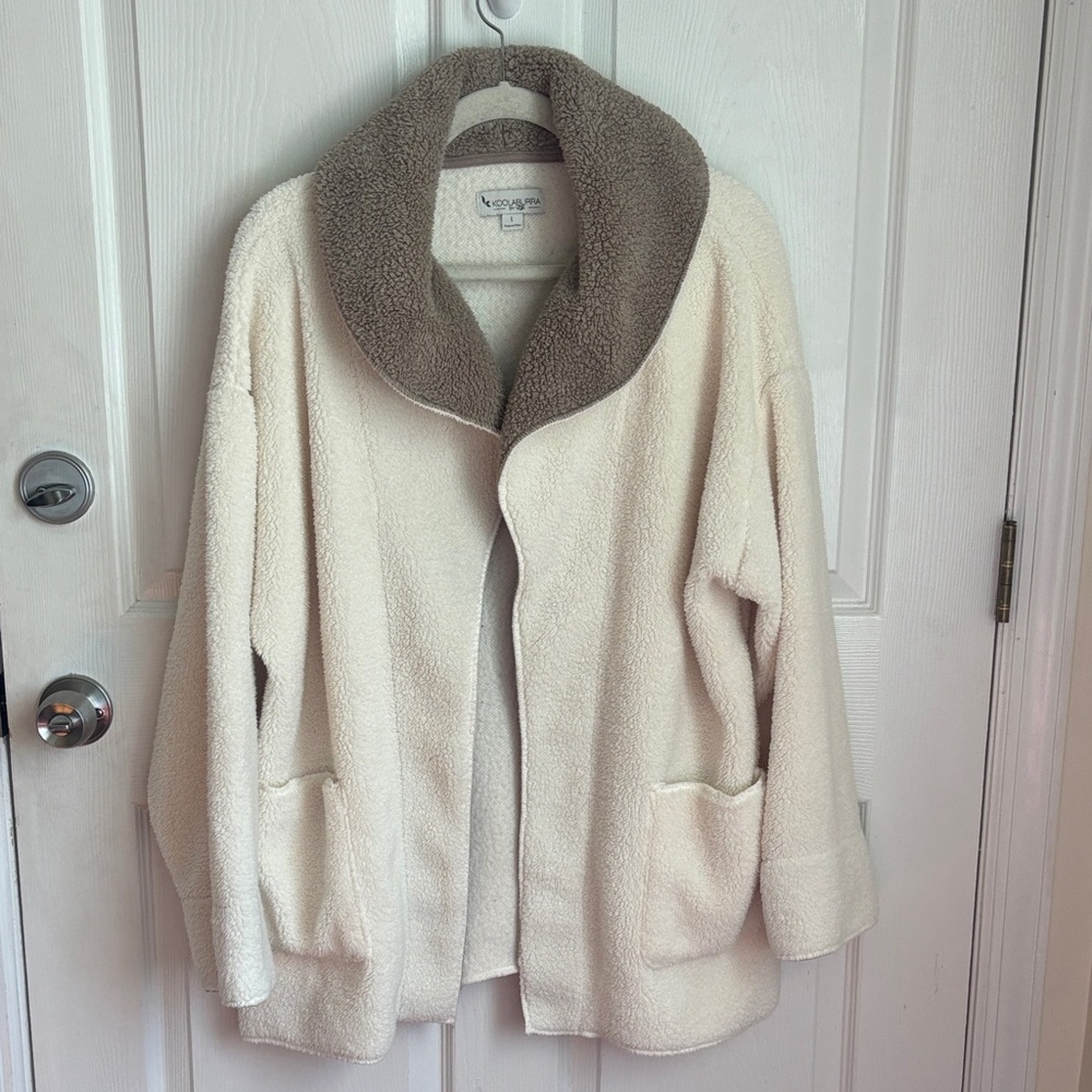 KOOLABURRA by UGG super soft fleece cardigan sweater sz Large teddy bear blanket